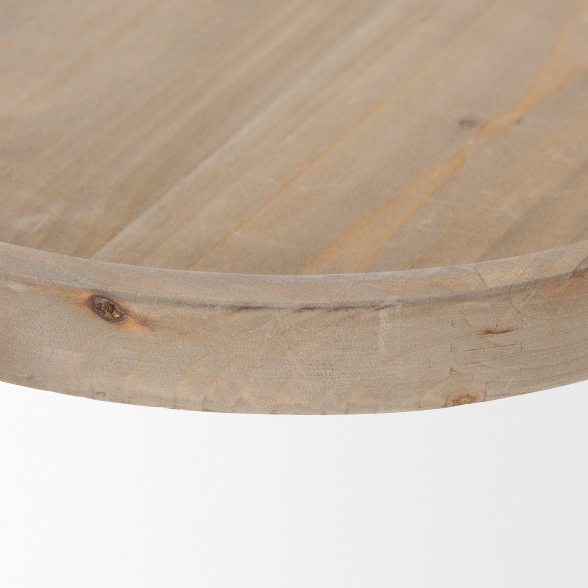 Virve Round Light Brown Wood w/ Gray Wash Wooden Trays-Trays-DECOROLALA