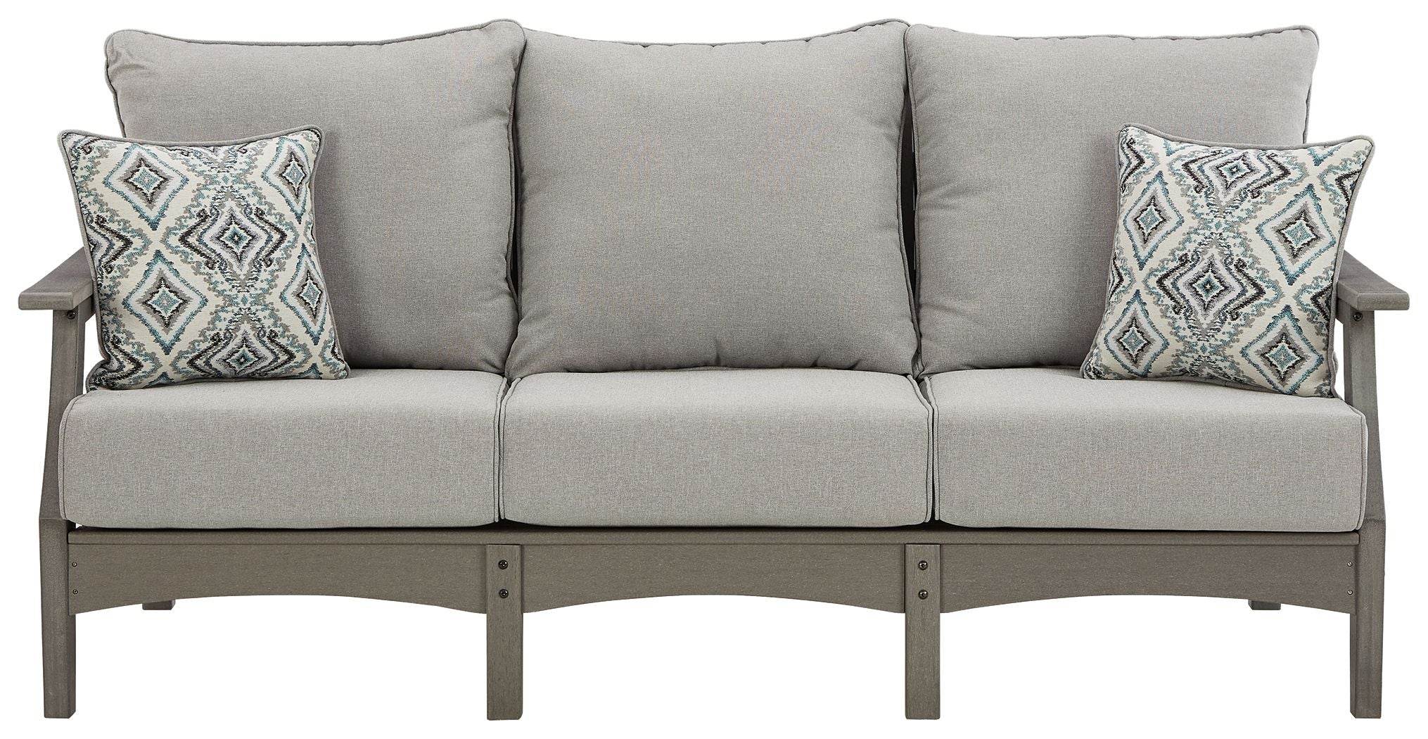 Visola Outdoor Sofa - Gray HDPE with Cushions-Sofas-DECOROLALA