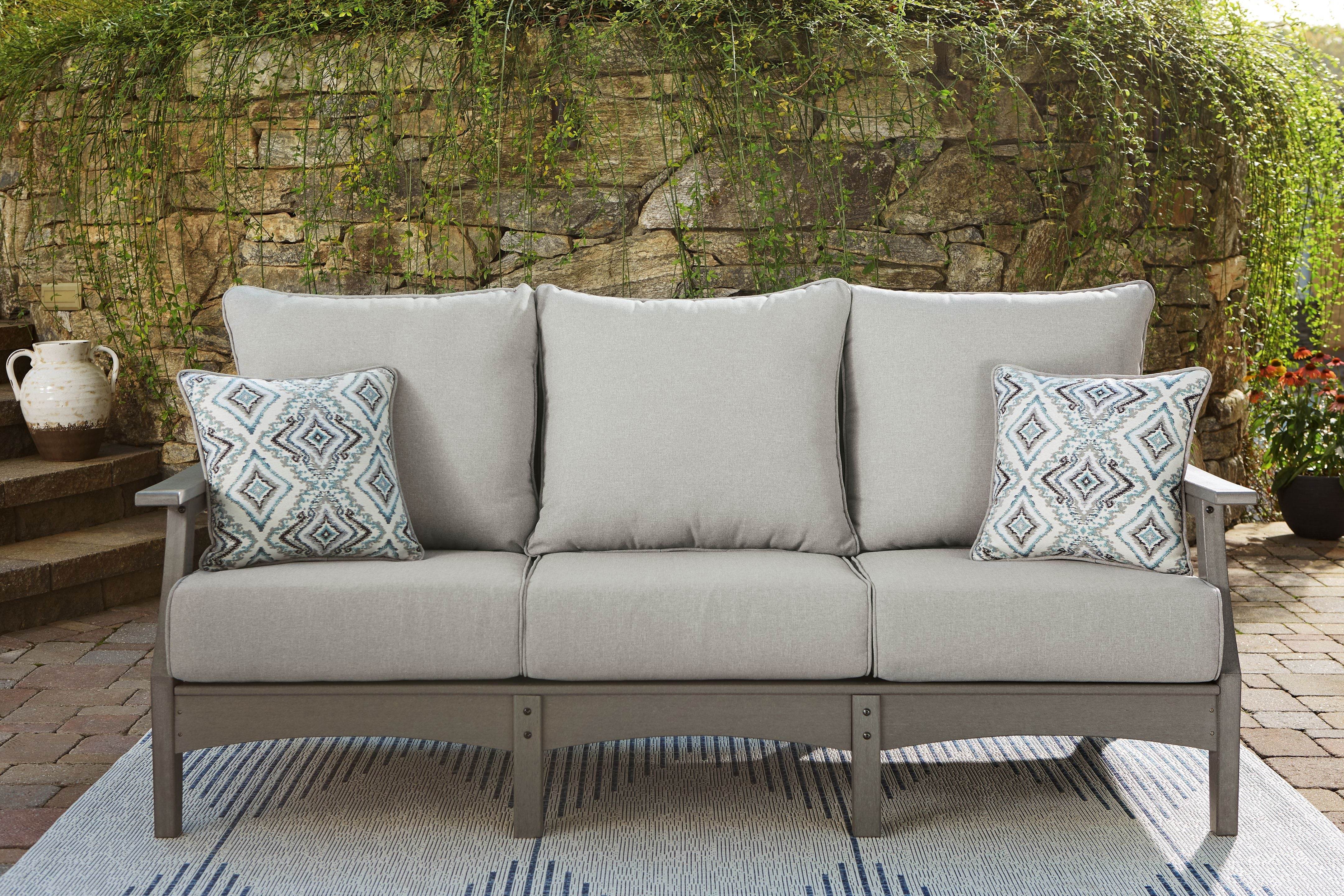 Visola Outdoor Sofa - Gray HDPE with Cushions-Sofas-DECOROLALA