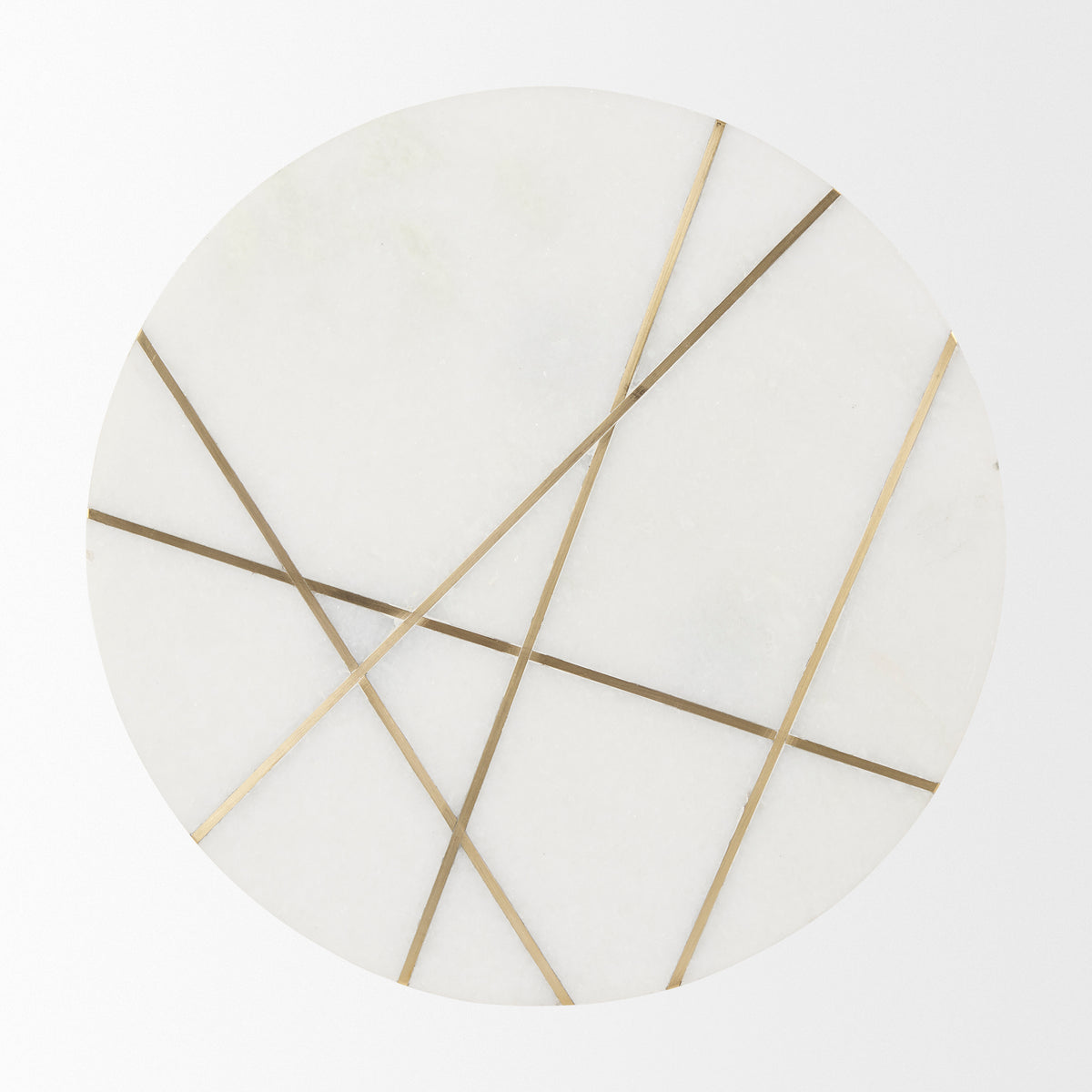 Vivienne 18.0L x 18.0W x 23.0H White Marble W/Antique Gold Metal Round Large Accent Table-Accent Tables-DECOROLALA
