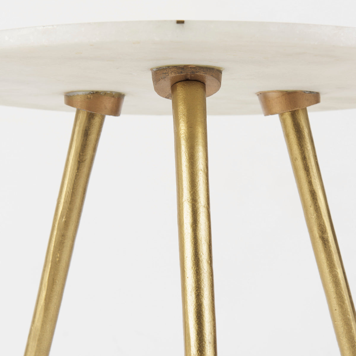 Vivienne 18.0L x 18.0W x 23.0H White Marble W/Antique Gold Metal Round Large Accent Table-Accent Tables-DECOROLALA
