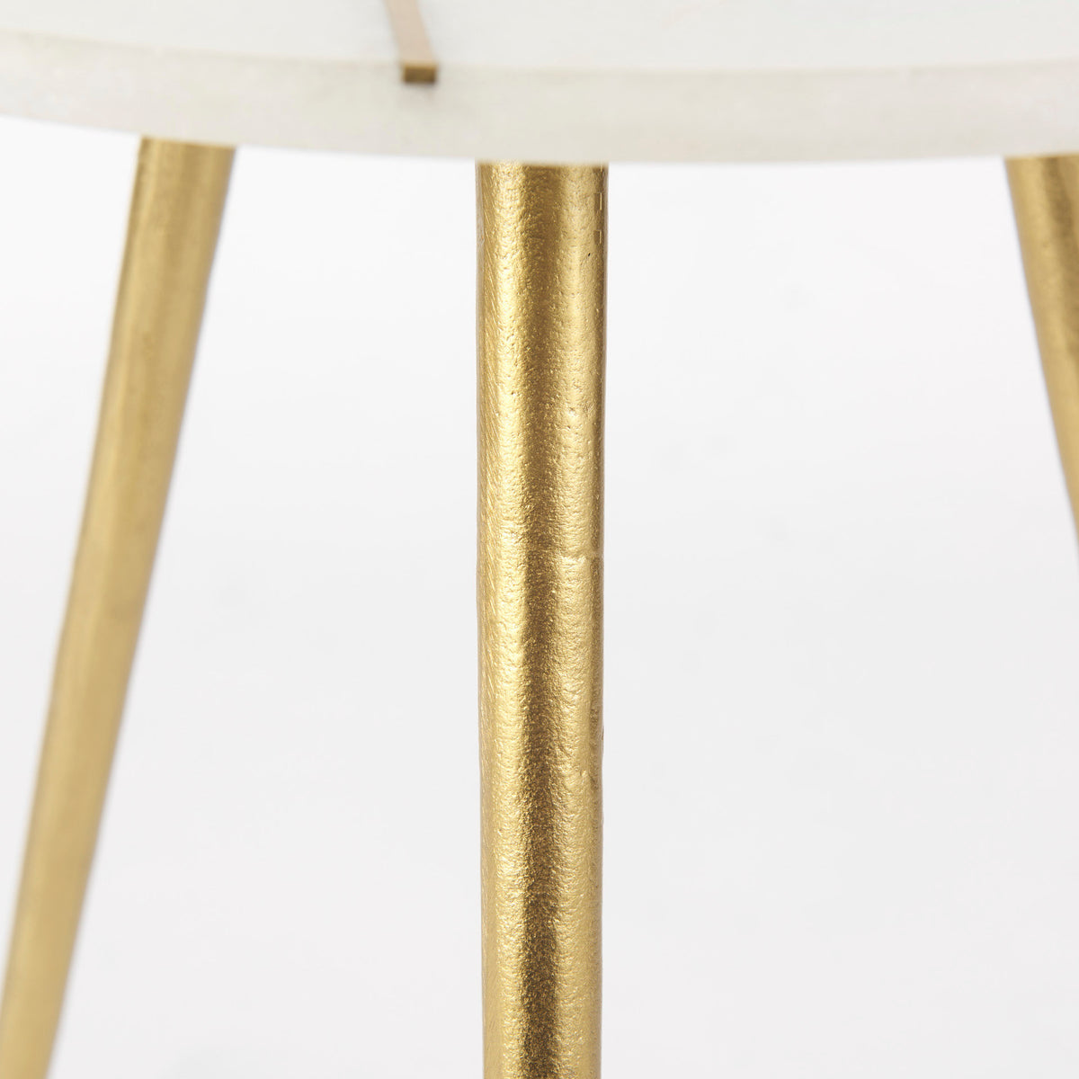 Vivienne 18.0L x 18.0W x 23.0H White Marble W/Antique Gold Metal Round Large Accent Table-Accent Tables-DECOROLALA