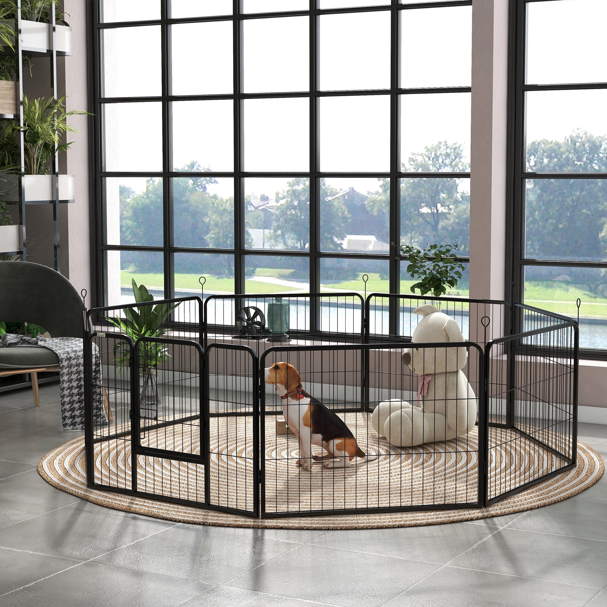 8 Panel Heavy Duty Dog Playpen 23.5" Height for Small Medium Dogs