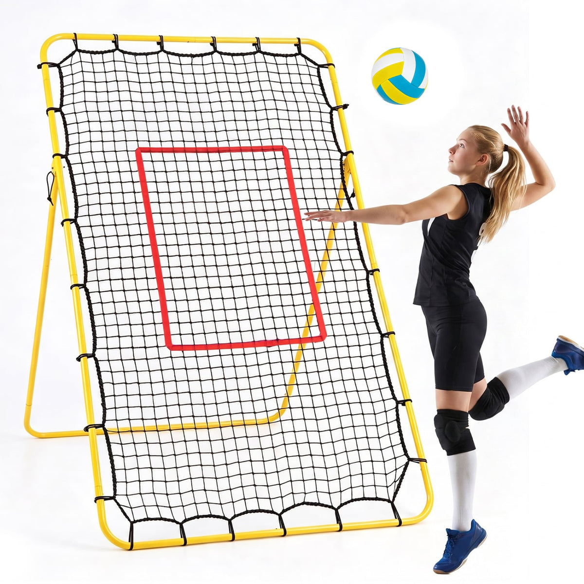 Volleyball Rebounder Net with 4 Adjustable Angles for Bumping and Spiking-Sporting Goods-DECOROLALA