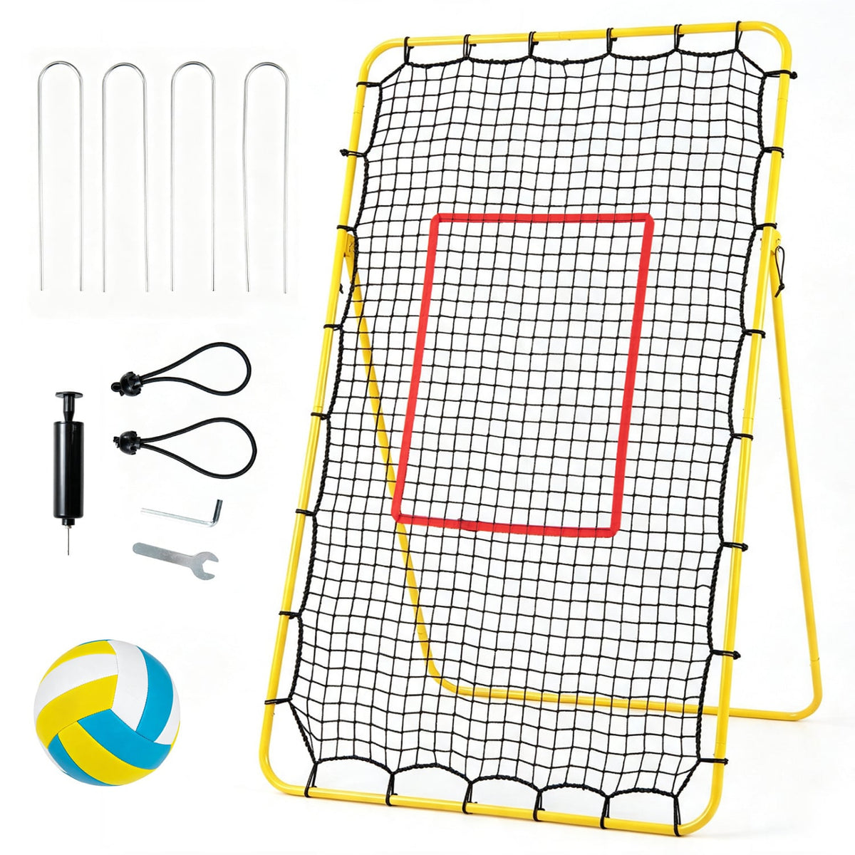 Volleyball Rebounder Net with 4 Adjustable Angles for Bumping and Spiking-Sporting Goods-DECOROLALA