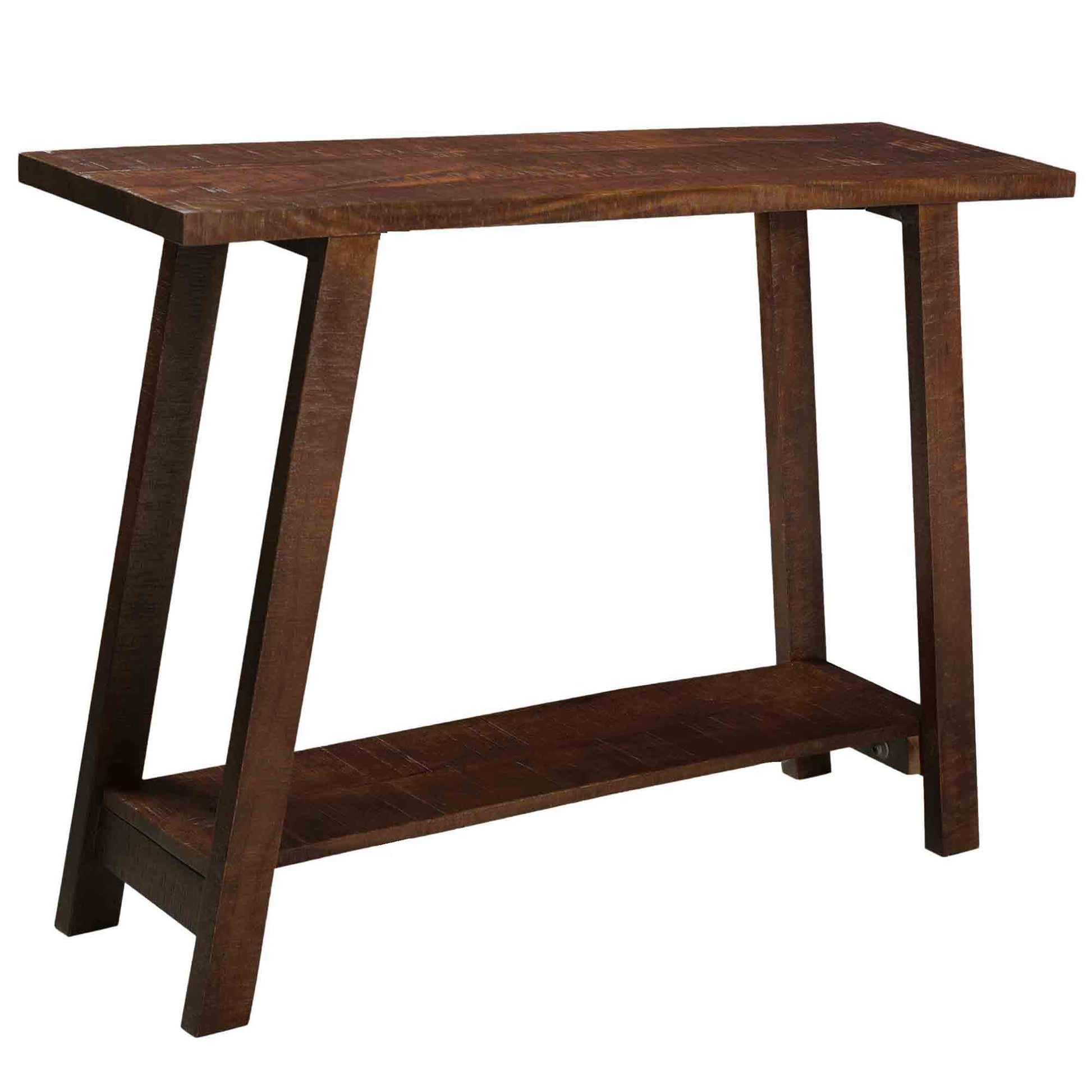 Volsa Console Table - Walnut Solid Mango Wood 2-Tier Rustic-Console Table-DECOROLALA