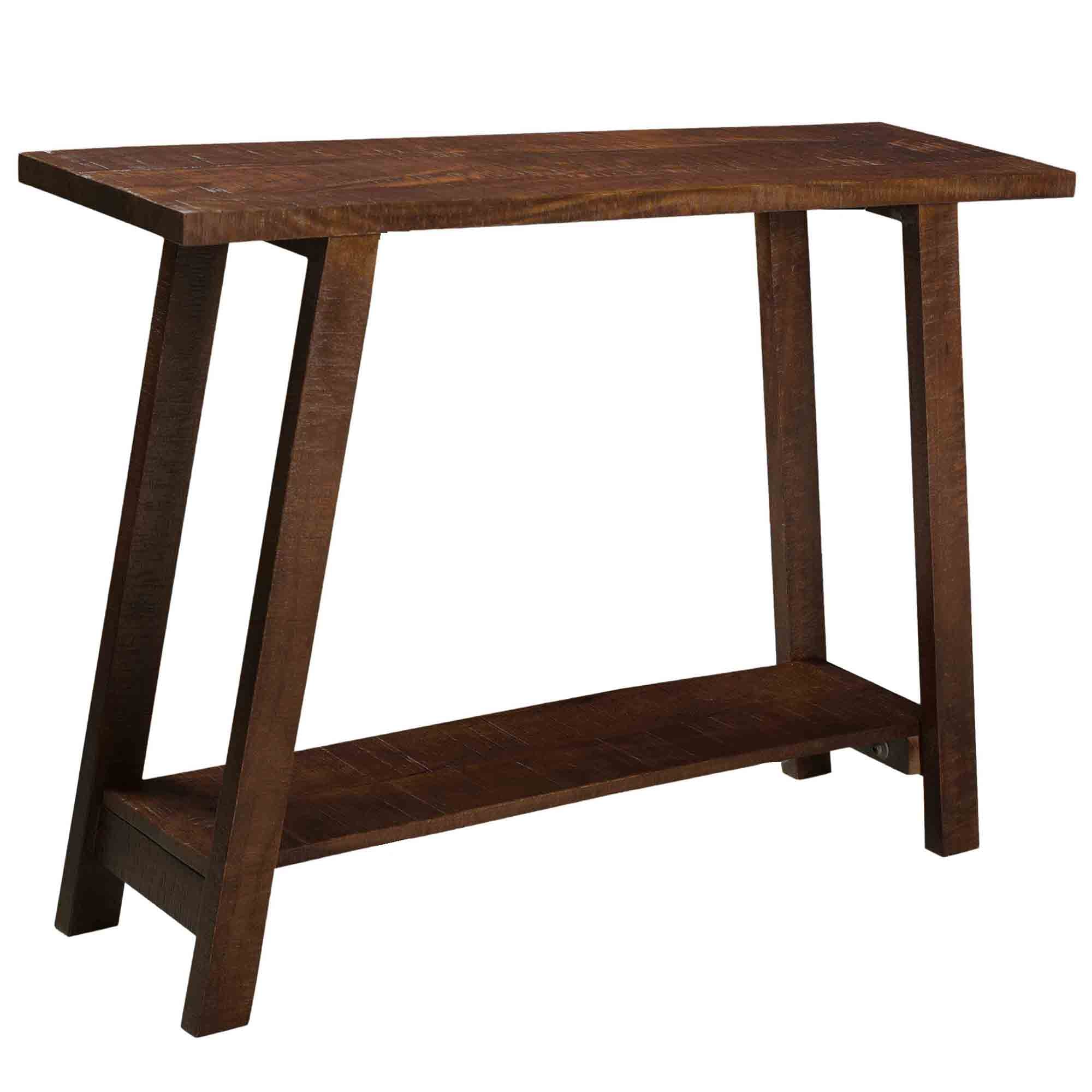 Volsa Console Table - Walnut Solid Mango Wood 2-Tier Rustic-Console Table-DECOROLALA