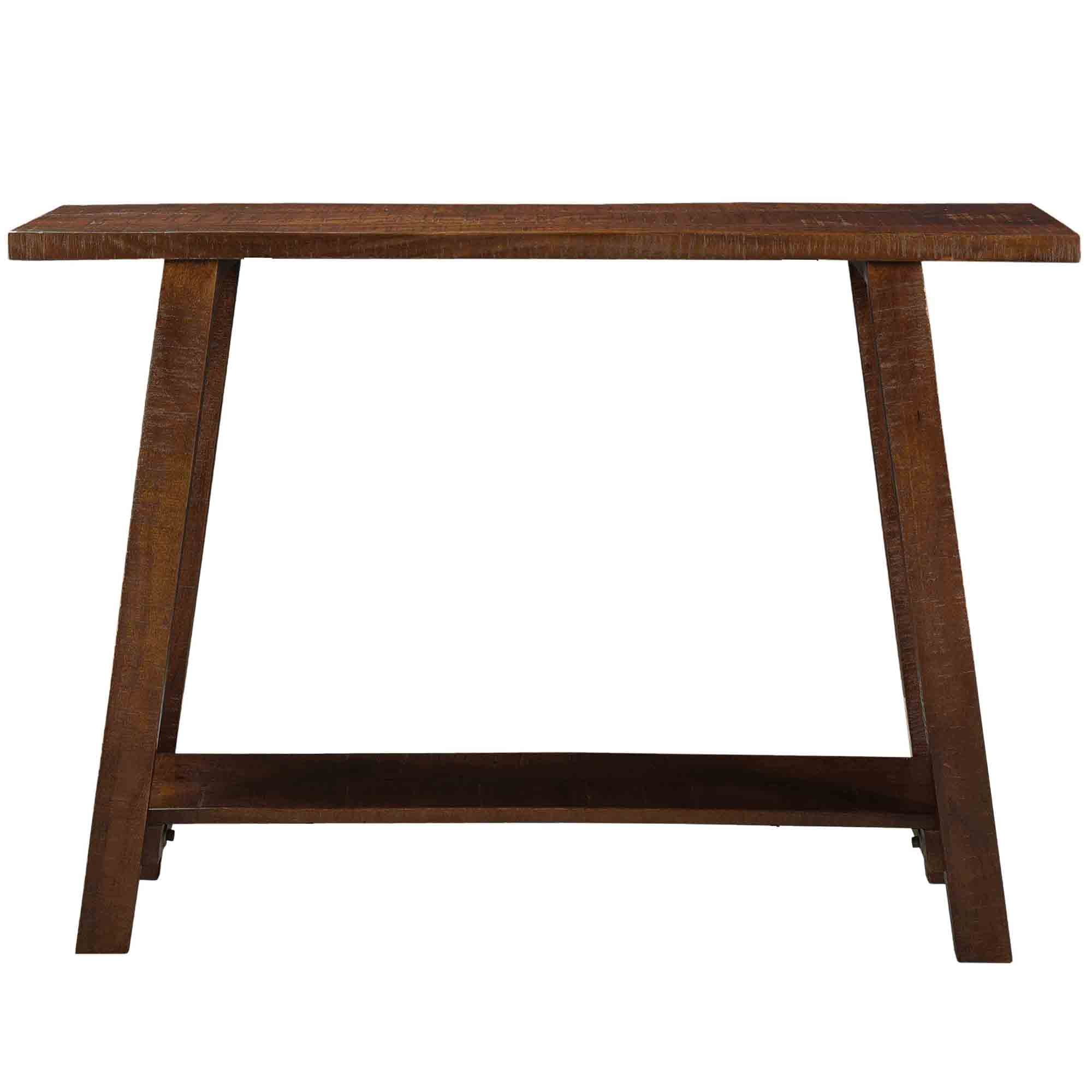Volsa Console Table - Walnut Solid Mango Wood 2-Tier Rustic-Console Table-DECOROLALA