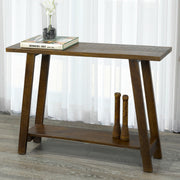 Volsa Console Table - Walnut Solid Mango Wood 2-Tier Rustic-Console Table-DECOROLALA