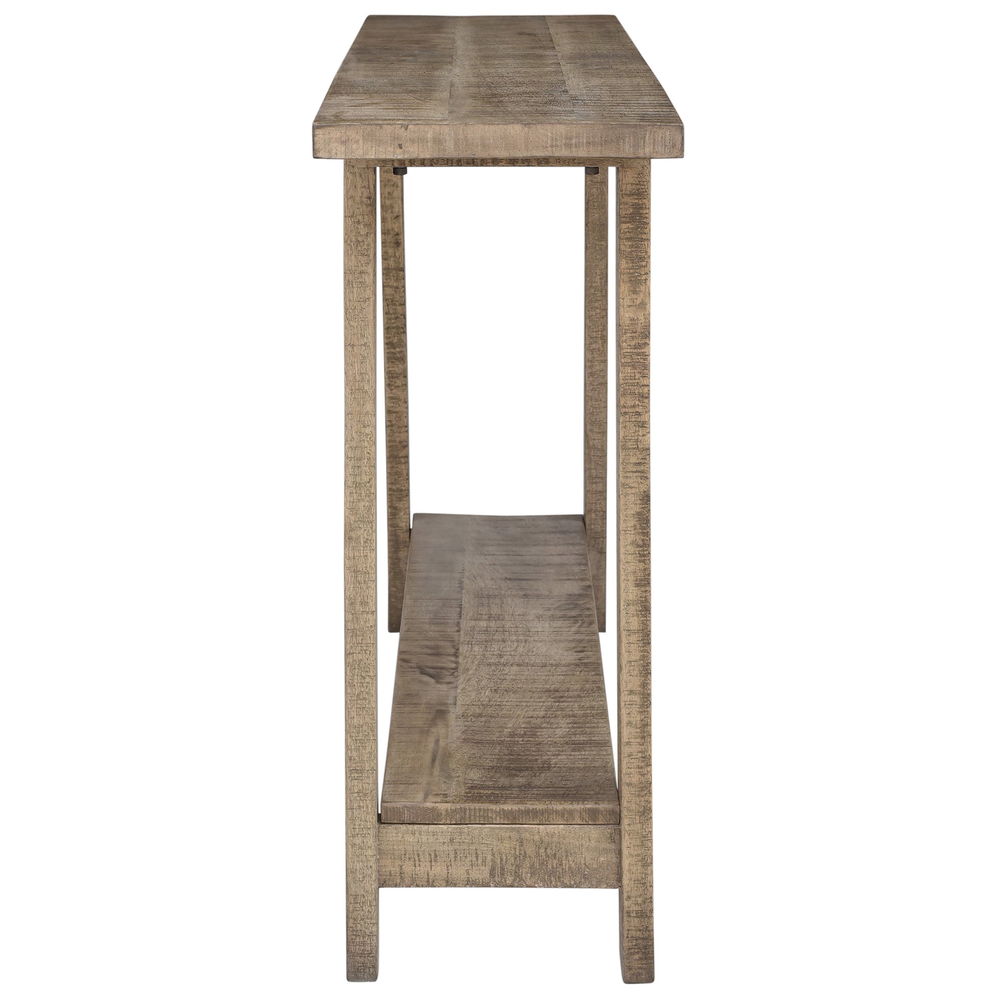 Volsa Reclaimed Mango Wood Console Table - 2-Tier Rustic Modern-DECOROLALA