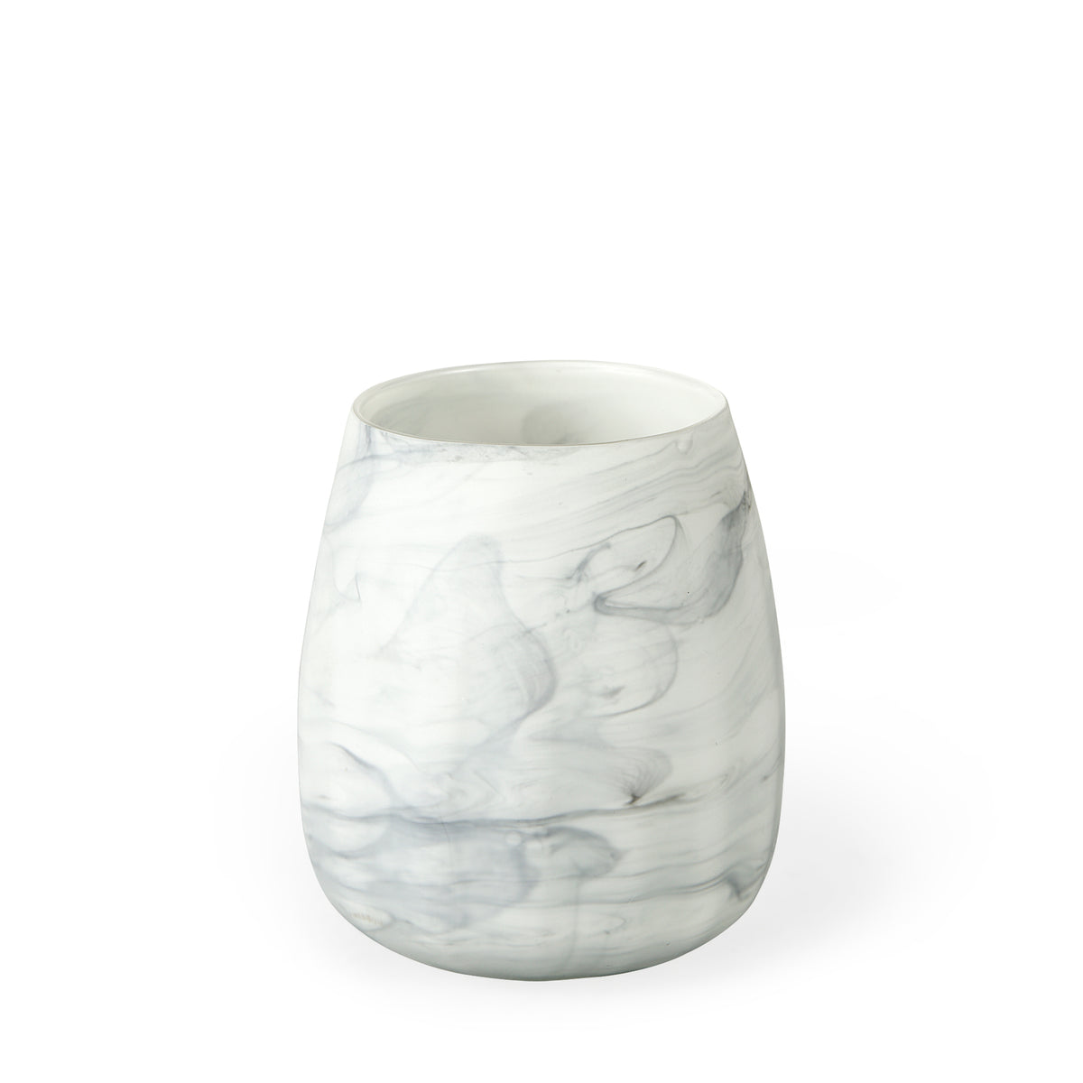 Volta I Short Gray Cream Glass Abstract Pattern Vase-Vase-DECOROLALA