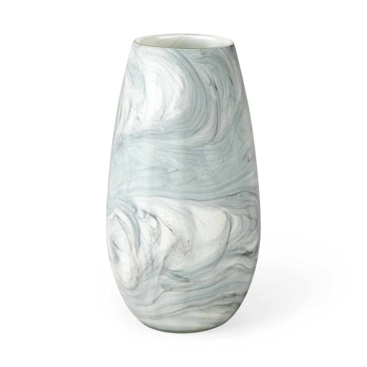 Volta II Tall White Gray Abstract Pattern Glass Vase-Vase-DECOROLALA