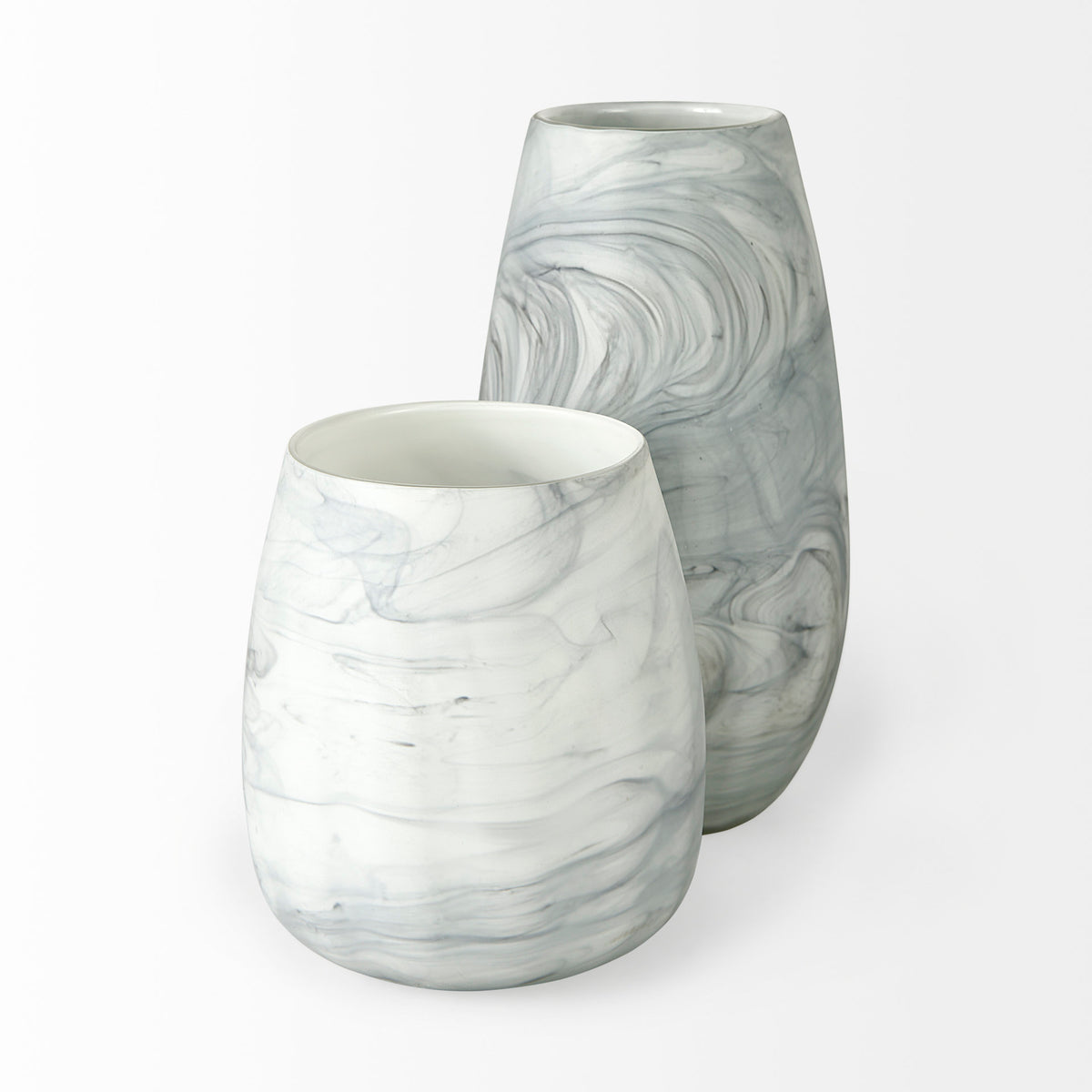 Volta II Tall White Gray Abstract Pattern Glass Vase-Vase-DECOROLALA