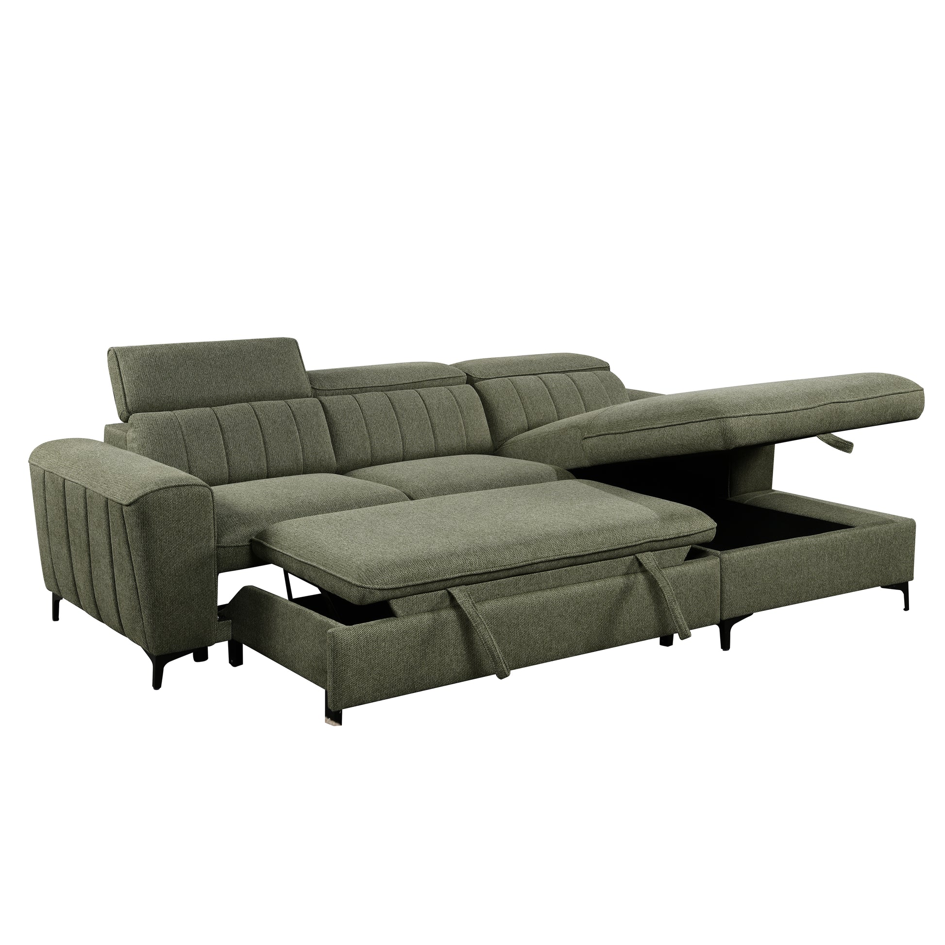 Volto 2-Piece Right-Facing Sleeper Sectional with Storage Chaise-Furniture > Sofas-DECOROLALA