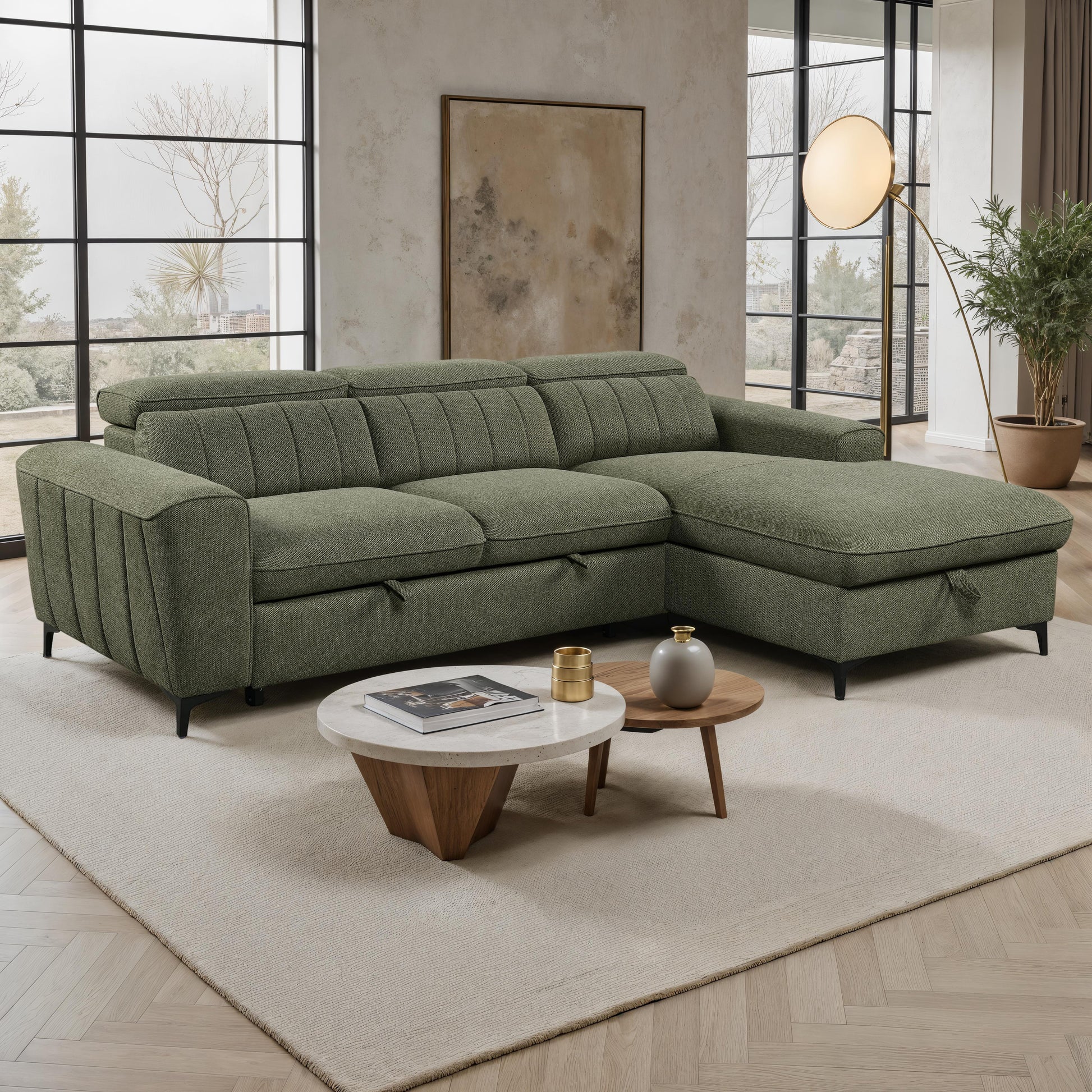 Volto 2-Piece Right-Facing Sleeper Sectional with Storage Chaise-Furniture > Sofas-DECOROLALA