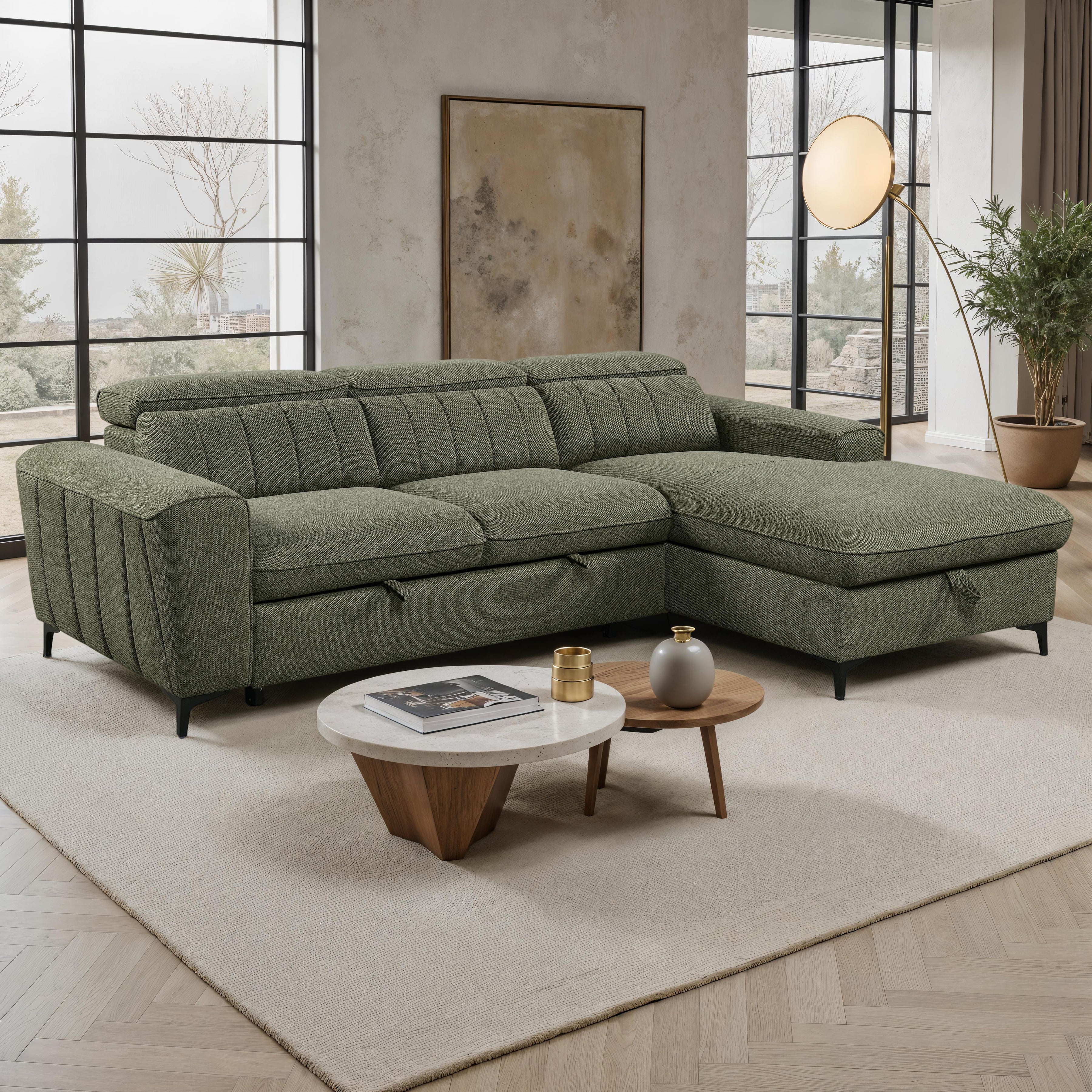 Volto 2-Piece Right-Facing Sleeper Sectional with Storage Chaise-Furniture > Sofas-DECOROLALA