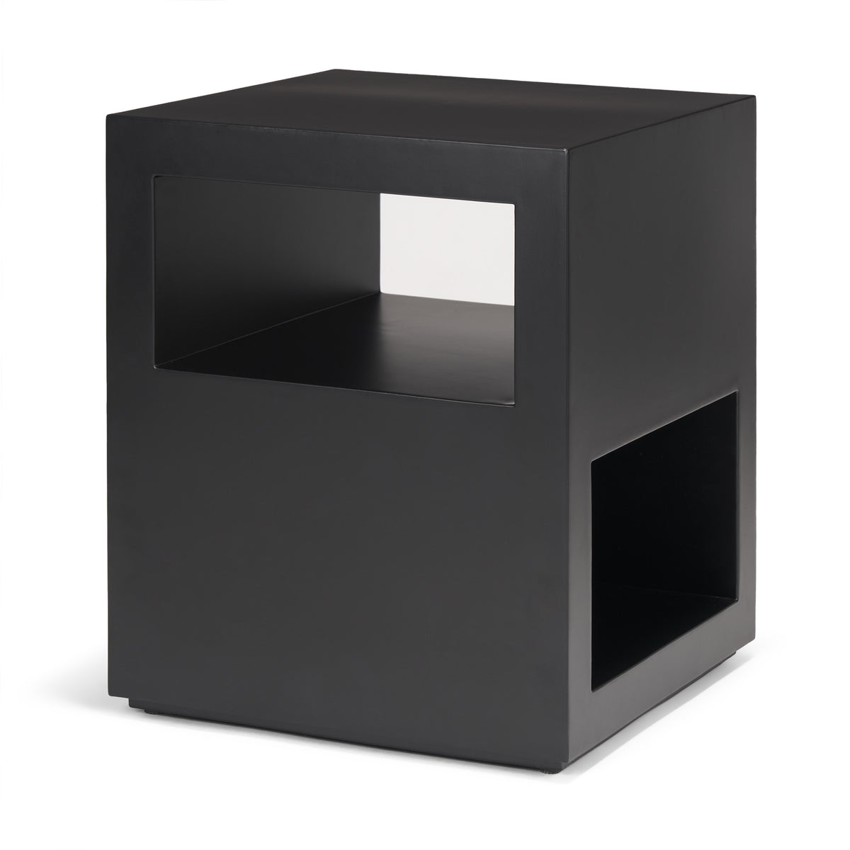 Vondra Matte Black Metal w/ Open Shelves Side table-Accent Tables-DECOROLALA