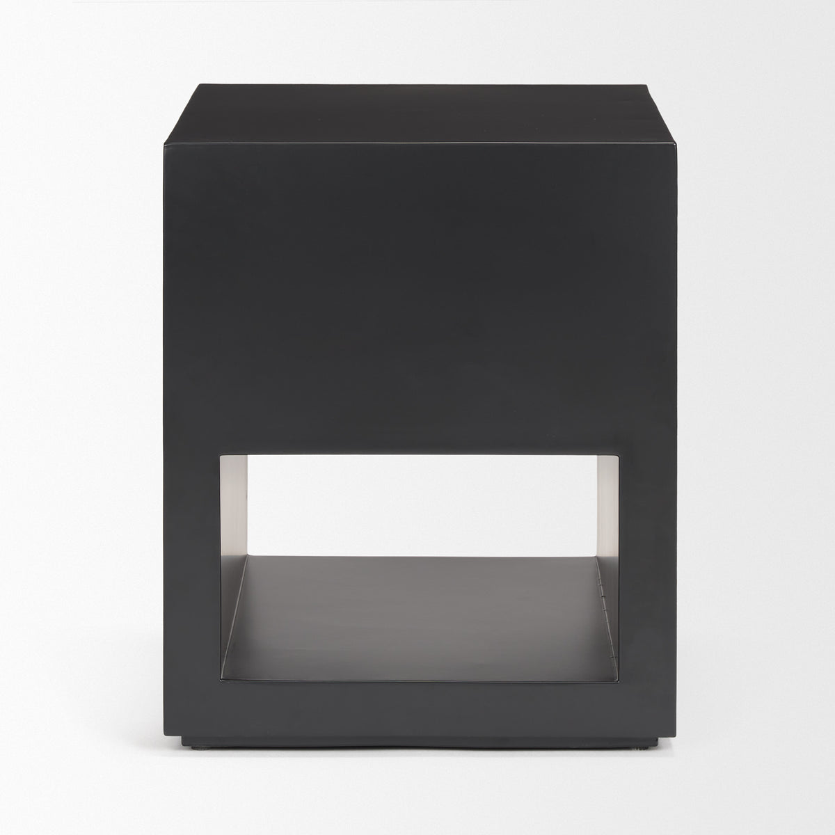 Vondra Matte Black Metal w/ Open Shelves Side table-Accent Tables-DECOROLALA