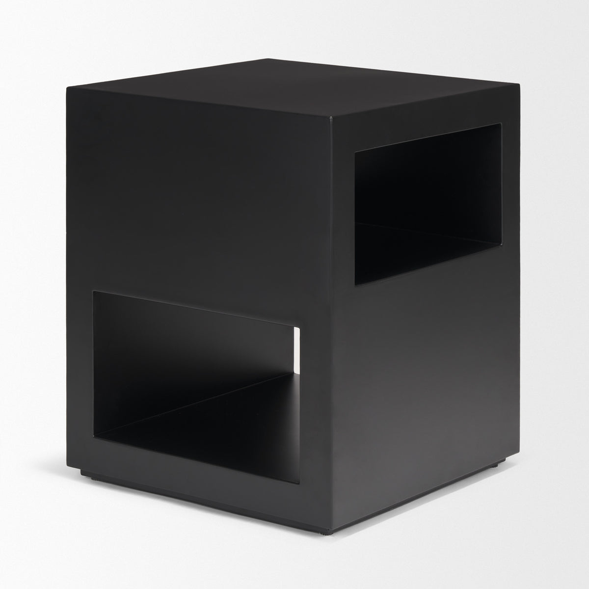 Vondra Matte Black Metal w/ Open Shelves Side table-Accent Tables-DECOROLALA