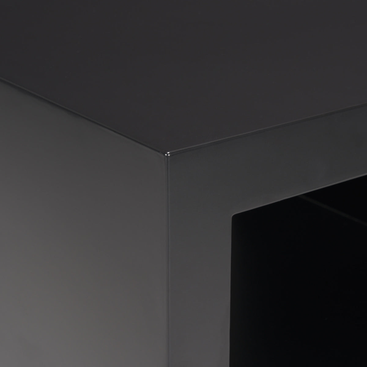 Vondra Matte Black Metal w/ Open Shelves Side table-Accent Tables-DECOROLALA