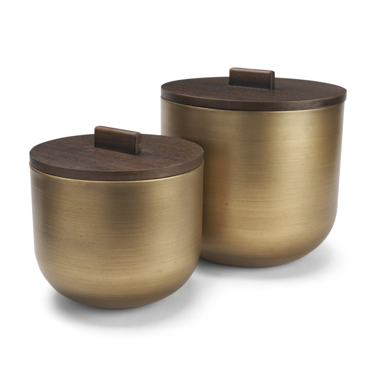 Voss Brass Metal w/ Dark Brown Lid Canister Set-Boxes-DECOROLALA