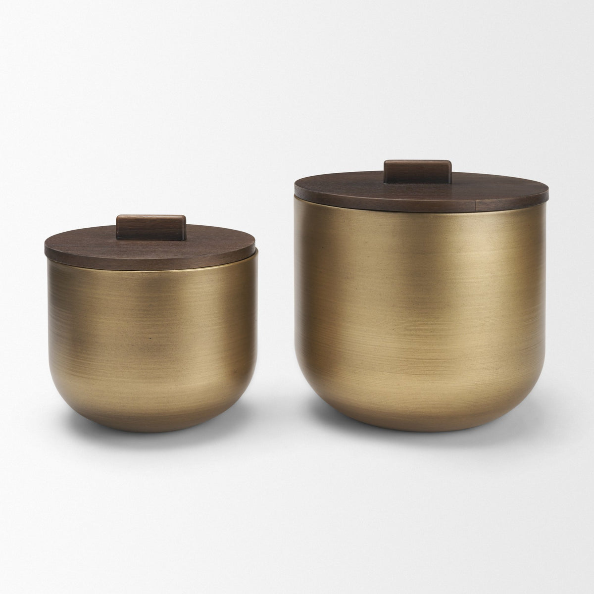 Voss Brass Metal w/ Dark Brown Lid Canister Set-Boxes-DECOROLALA