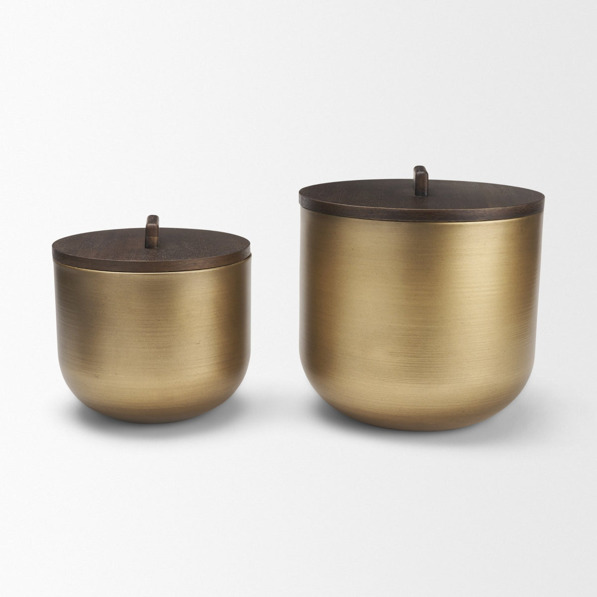 Voss Brass Metal w/ Dark Brown Lid Canister Set-Boxes-DECOROLALA