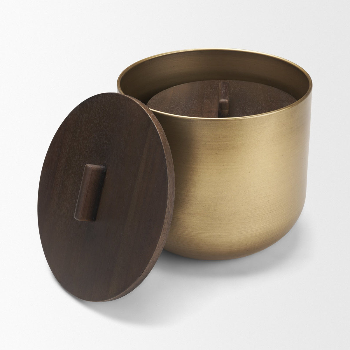 Voss Brass Metal w/ Dark Brown Lid Canister Set-Boxes-DECOROLALA