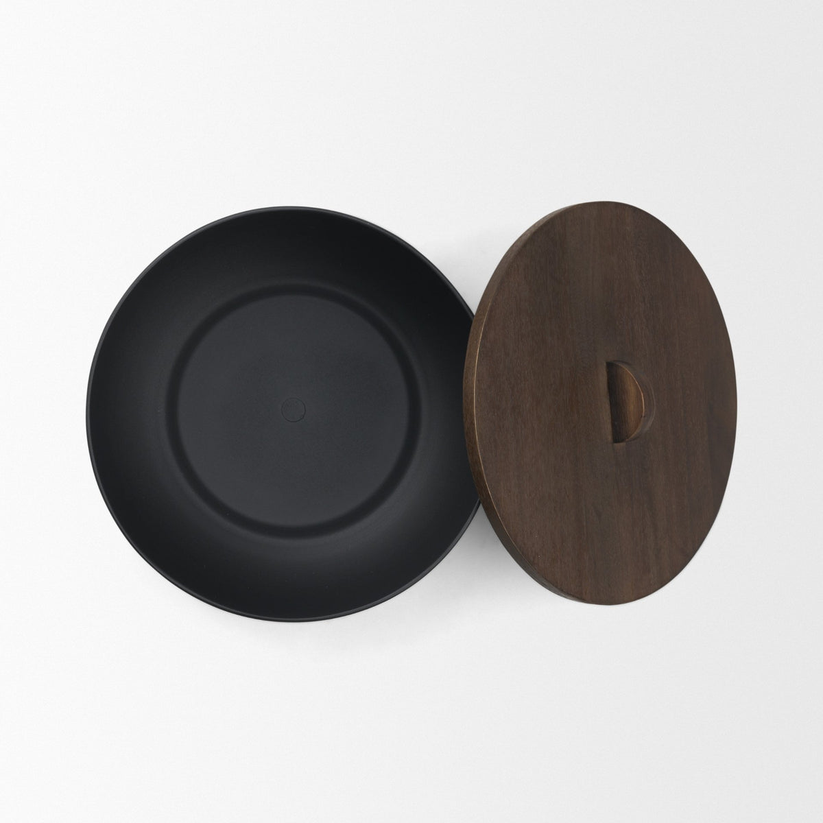 Voss Black Metal w/ Dark Wood Lid Canister-Boxes-DECOROLALA