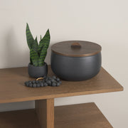 Voss Black Metal w/ Dark Wood Lid Canister-Boxes-DECOROLALA