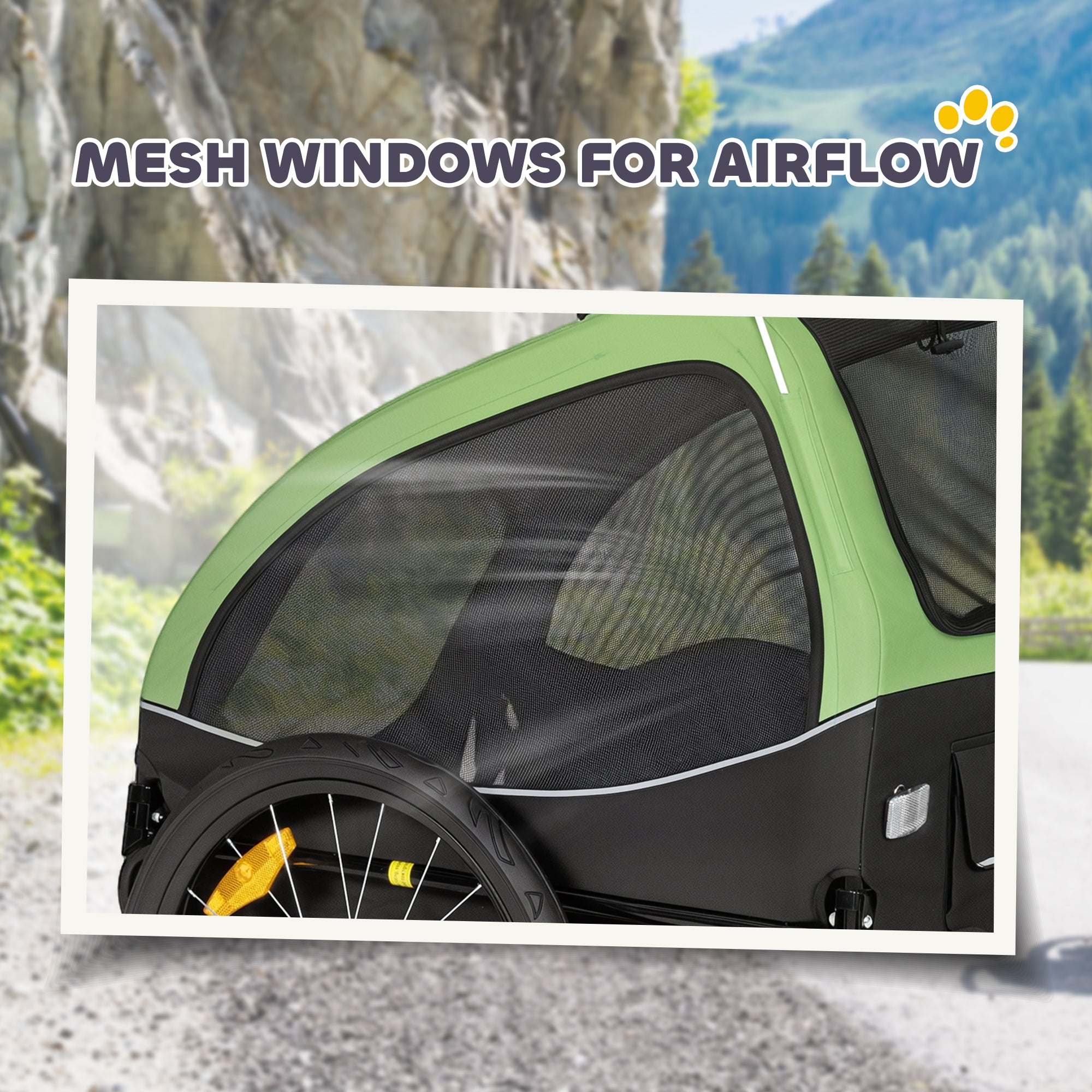 Dog Bike Trailer, Pet Cart Bicycle Wagon with 20" Wheels and Ventilated Windows, Portable Dog Trailer