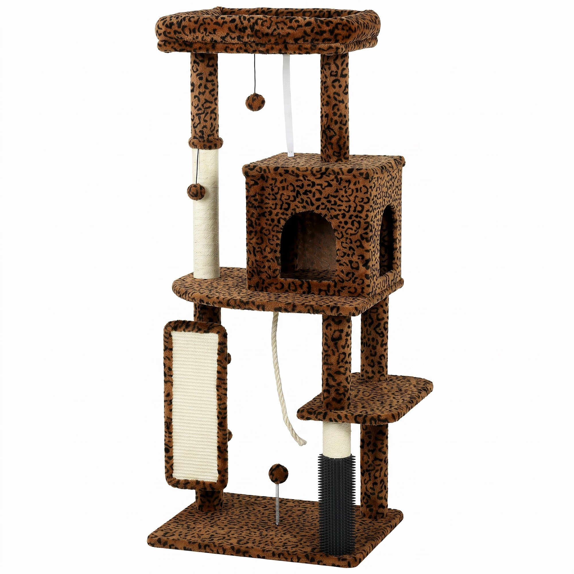 Arbre à chat de 52 pouces avec griffoirs, couchage, niche, plateformes de saut, balles de jeu et kit anti-basculement