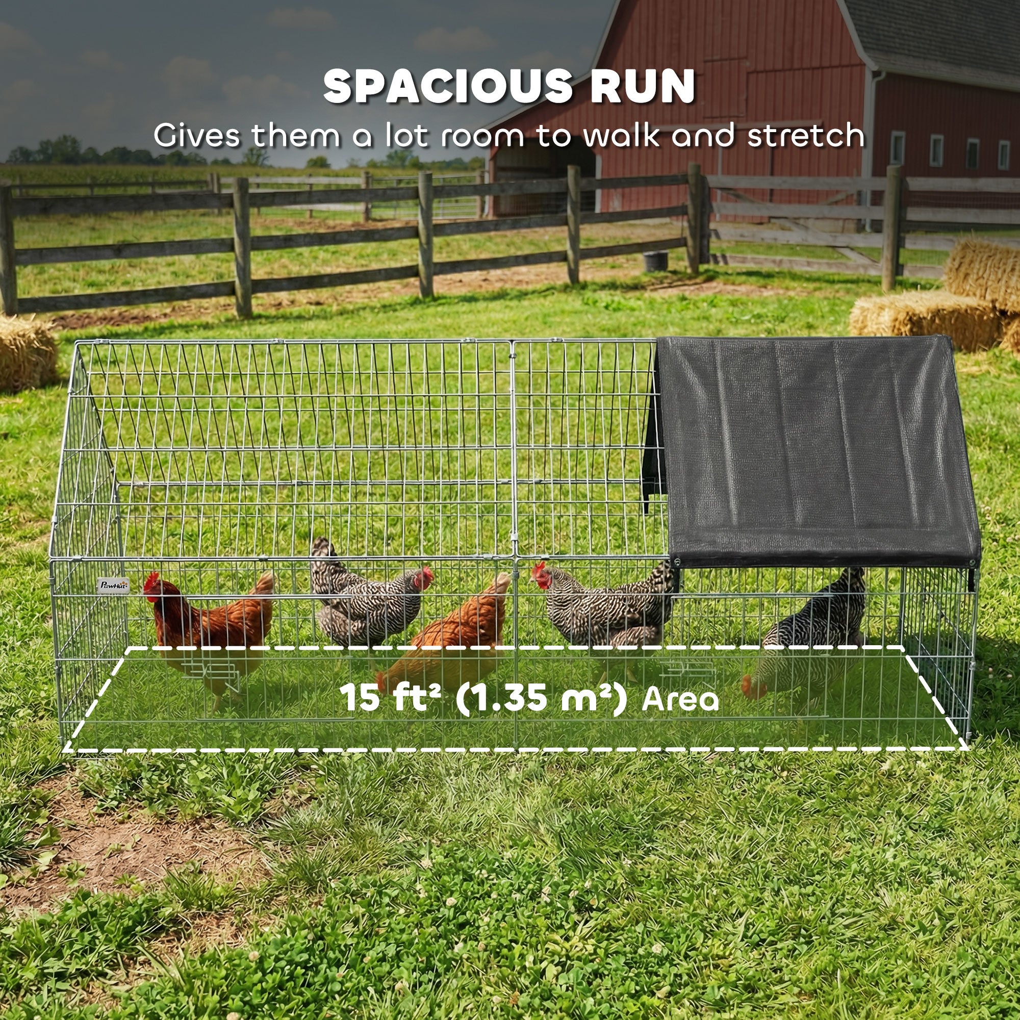 Metal Chicken Coop with UV-Resistant Cover for Hens, Rabbits, Ducks, Geese, 71" x 29.5" x 29.5", Black