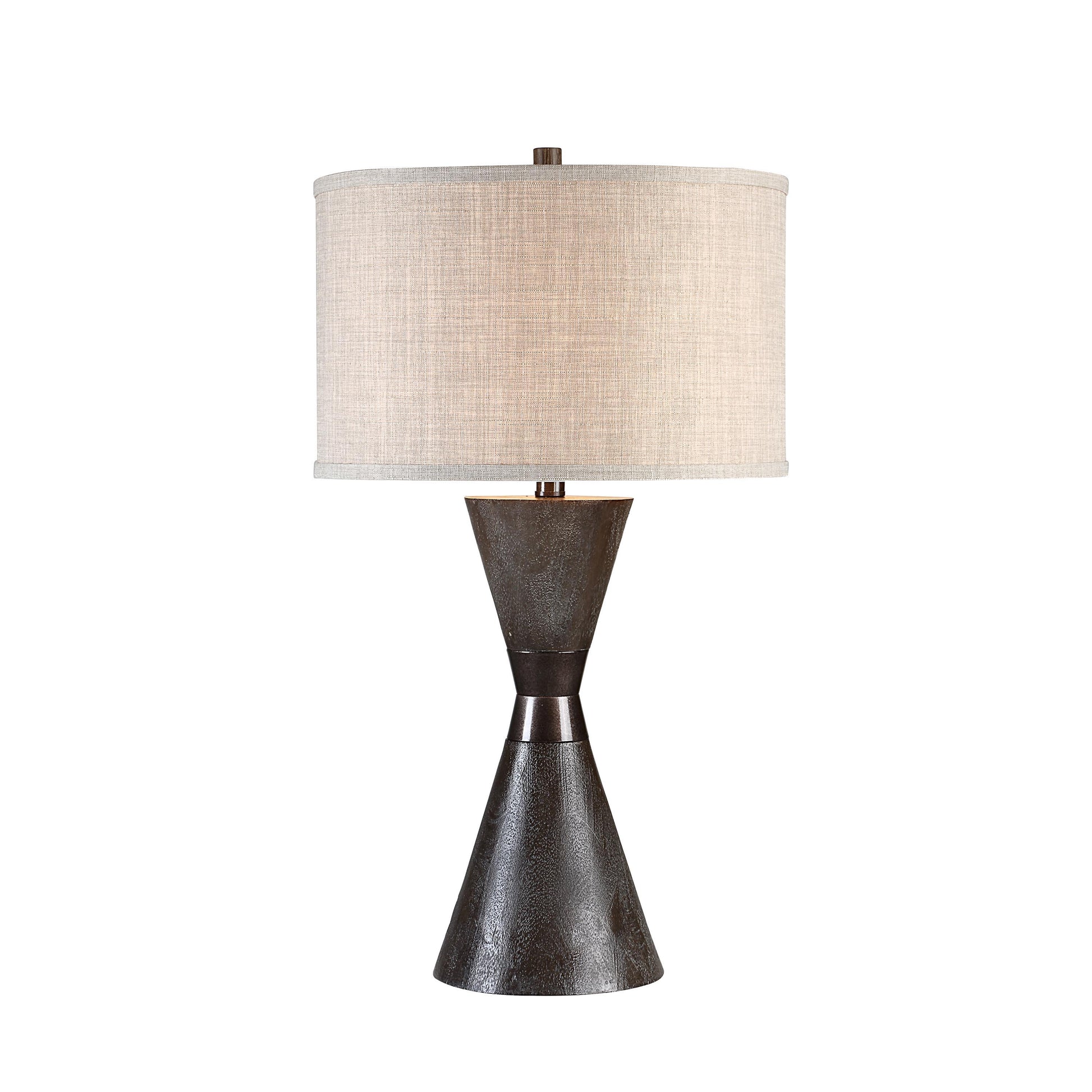 Vyara 29" Table Lamp, Brown Linen Shade-Table Lamp-DECOROLALA