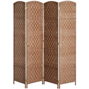 Paravent pliable de 6 pieds, cloison murale à 4 panneaux avec cadre en bois pour chambre ou bureau à domicile, finition naturelle