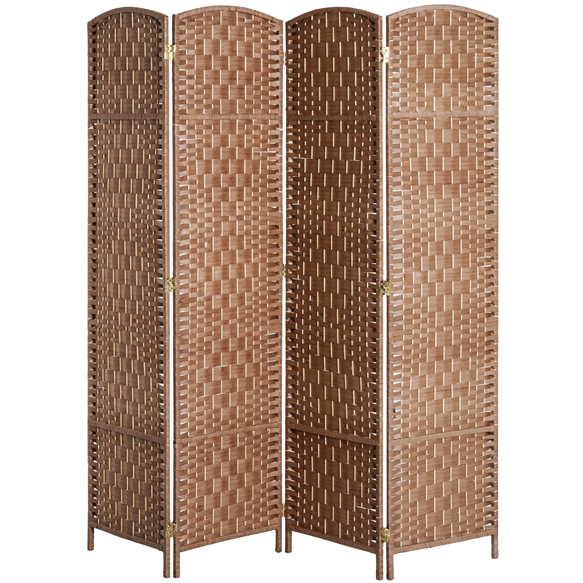 Paravent pliable de 6 pieds, cloison murale à 4 panneaux avec cadre en bois pour chambre ou bureau à domicile, finition naturelle