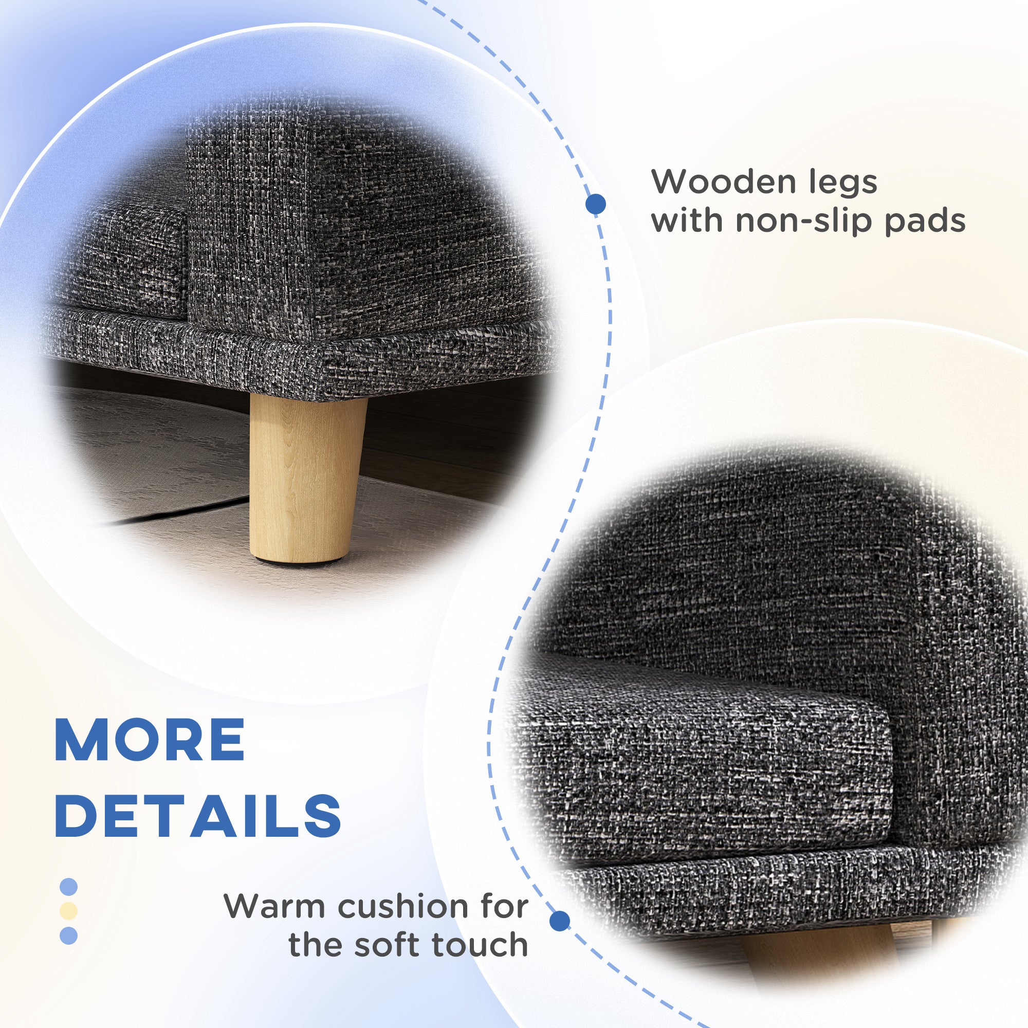 Dog Sofa for Large Dogs with Washable Cover, Anti-slip Foot Pads, Dark Grey
