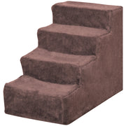 4-Step Dog Ramp for Sofa, Bed, and Couch, with Removable Cover, Brown