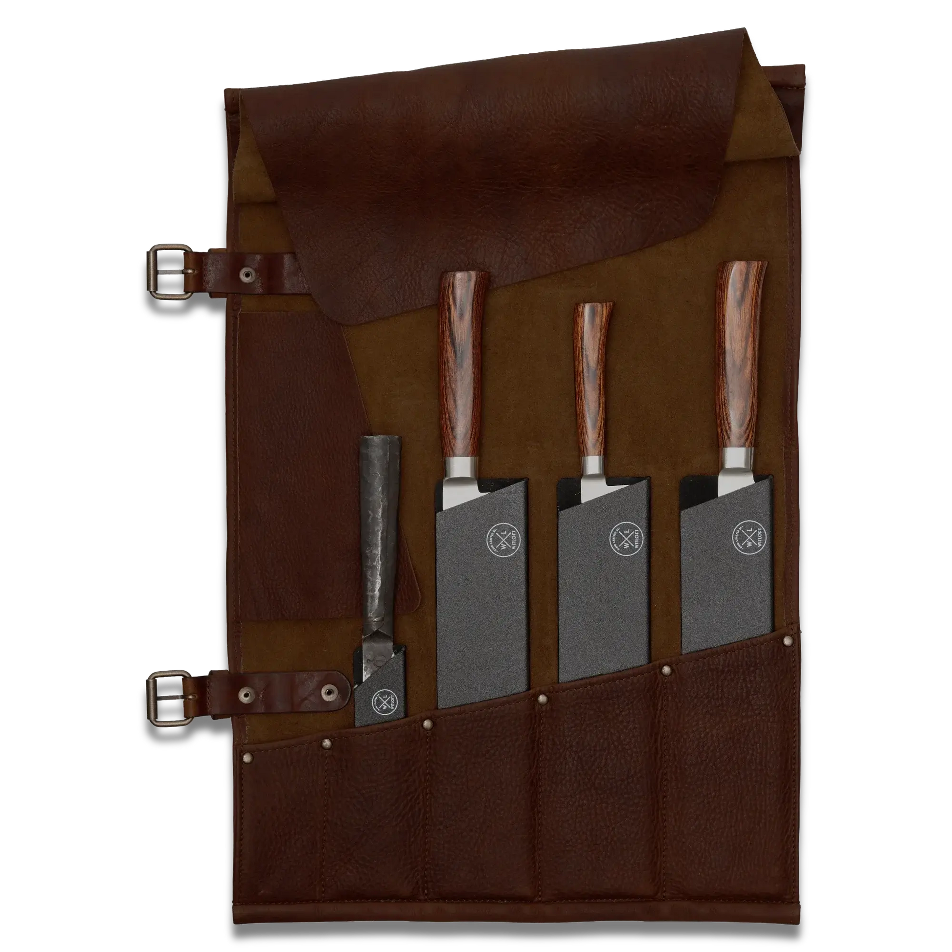 WITLOFT - Handmade leather Knife Role ( 5 Compartments)-Knife Role-DECOROLALA