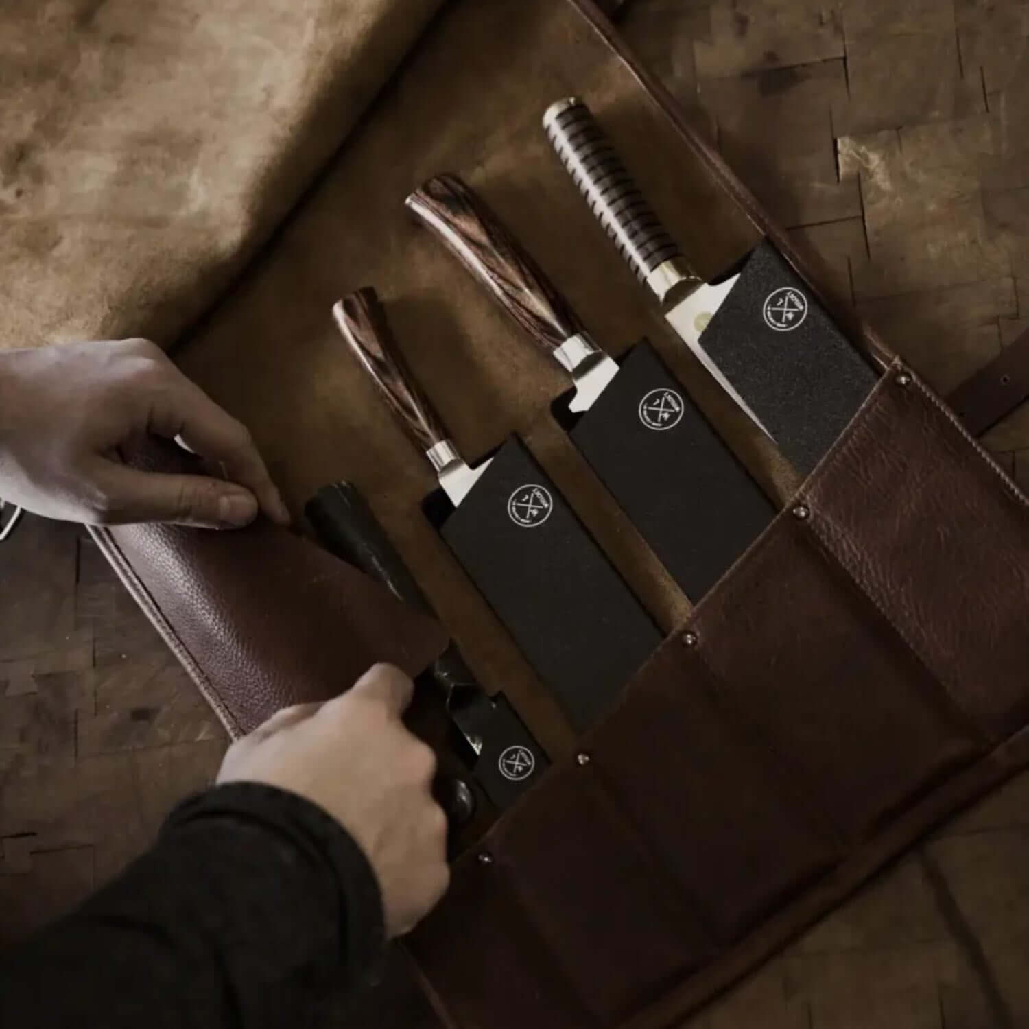 WITLOFT - Handmade leather Knife Role ( 5 Compartments)-Knife Role-DECOROLALA