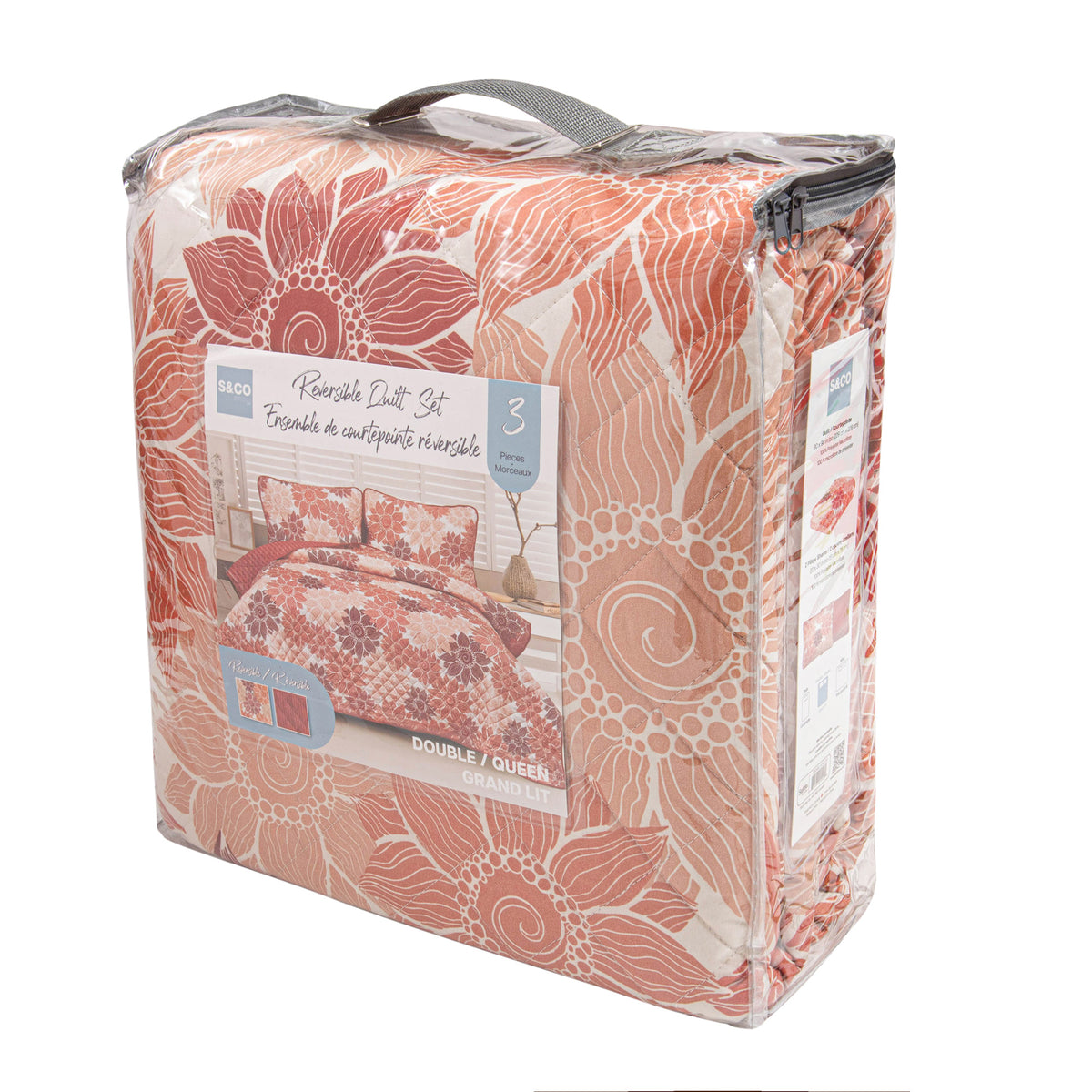WOVEN 3PC REVERSIBLE QUILT SET - PALOMA FLORAL-Comforters & Quilts-DECOROLALA