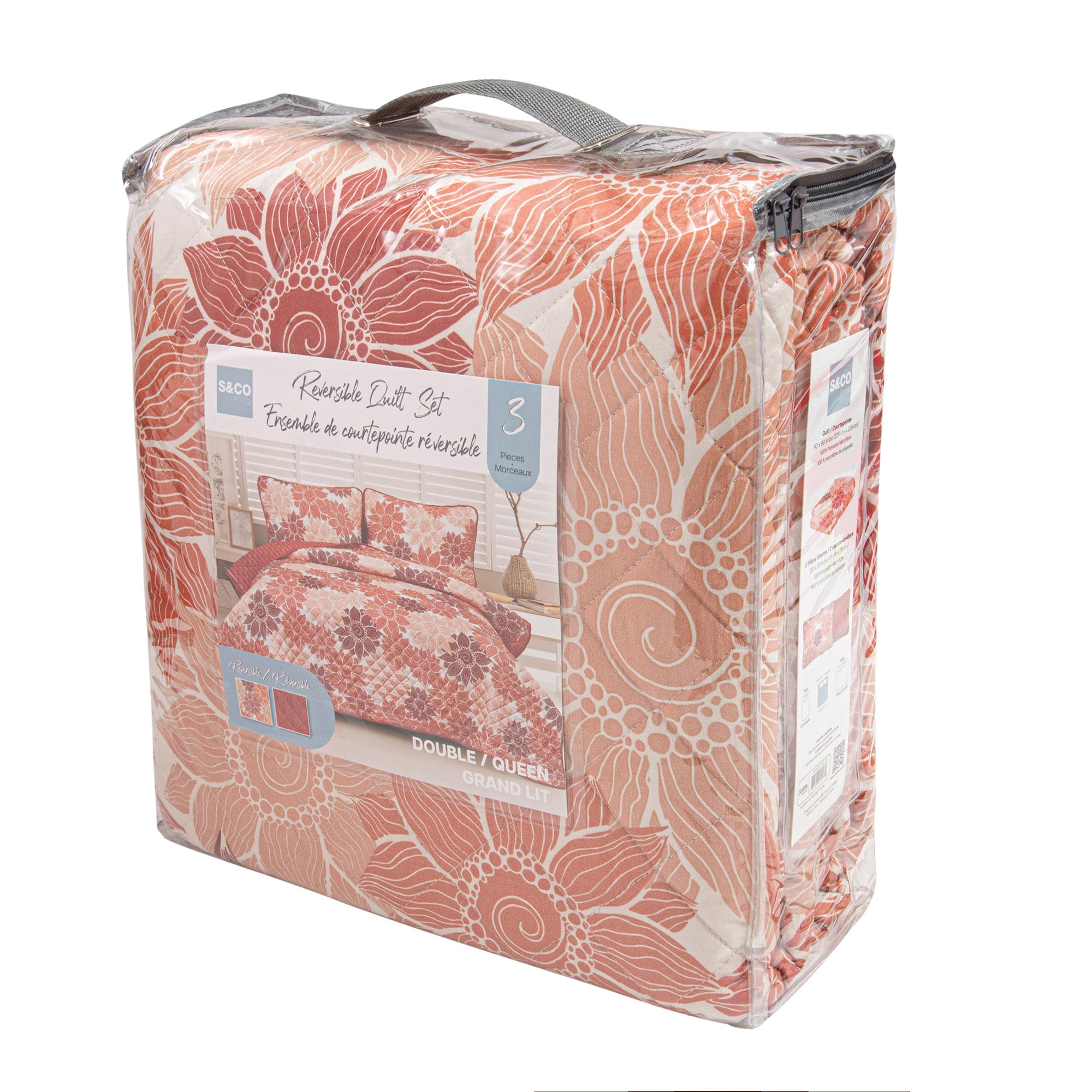WOVEN 3PC REVERSIBLE QUILT SET - PALOMA FLORAL-Comforters and Quilts-DECOROLALA