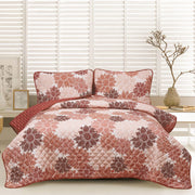 WOVEN 3PC REVERSIBLE QUILT SET - PALOMA FLORAL-Comforters and Quilts-DECOROLALA