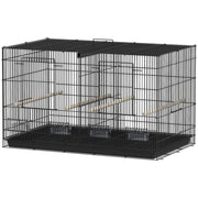 18" H Bird Cage, Large Parakeet Cage for Budgie, Lovebird, Canary, Finches with Divider, Black