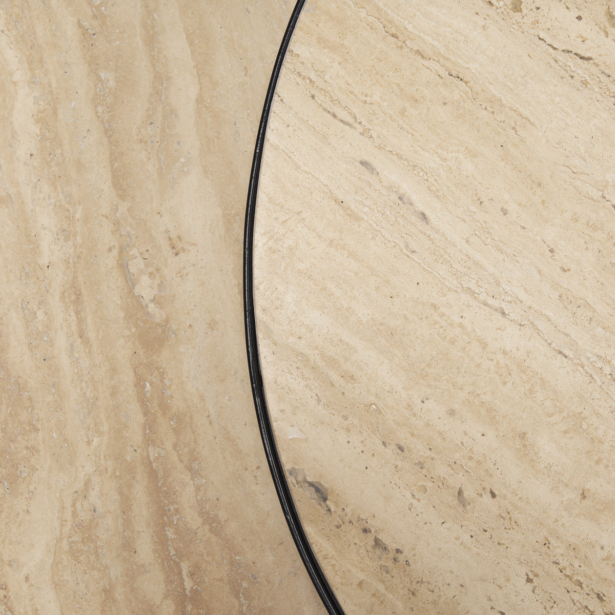 Wade Travertine Marble w/ Matte Black Metal Coffee Tables-Coffee Tables-DECOROLALA