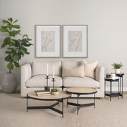Wade Travertine Marble w/ Matte Black Metal Coffee Tables-Coffee Tables-DECOROLALA