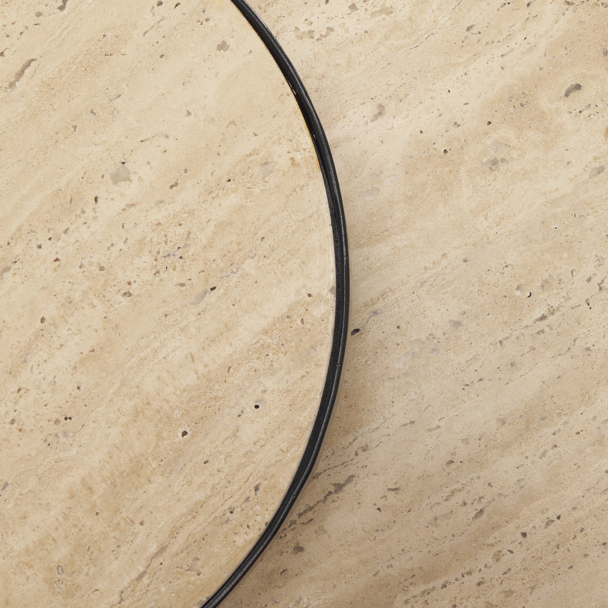 Wade Travertine Marble w/ Matte Black Metal End Tables-End and Side Tables-DECOROLALA