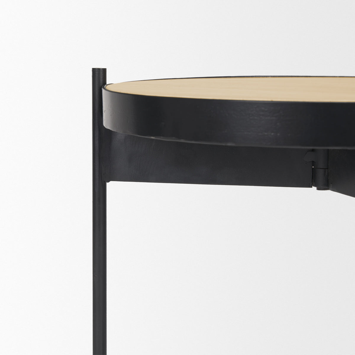 Wade Travertine Marble w/ Matte Black Metal End Tables-End and Side Tables-DECOROLALA