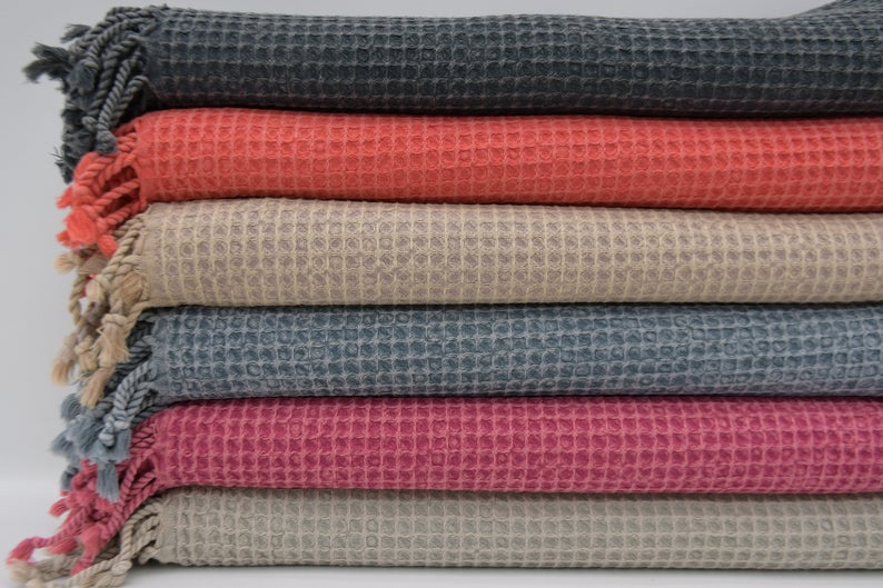 Waffle Stone Washed Hand Towel - Turkish Cotton-Hand Towel-DECOROLALA