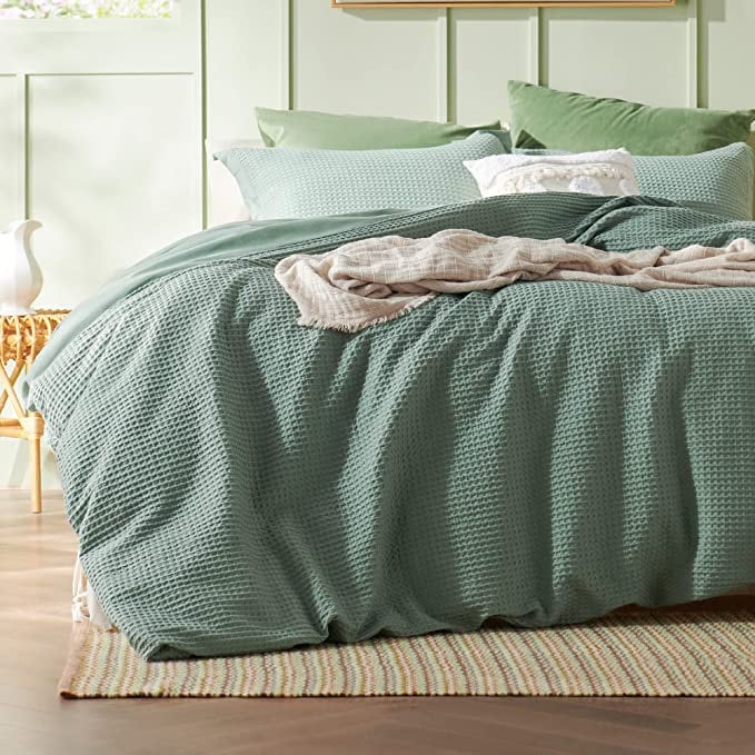Waffle Weave 100% Pure Cotton Duvet Cover Set - Pre-Washed-Bed Sheet-DECOROLALA